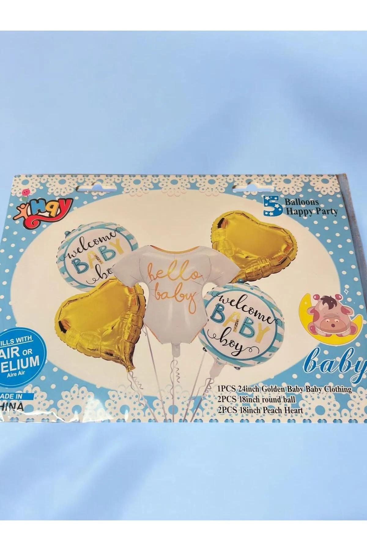Happyland%20Hoşgeldin%20Bebek%20Mavi%20Renk%205’li%20Folyo%20Balon%20Seti%20Baby%20Shower%20Parti%20Balon%20Seti