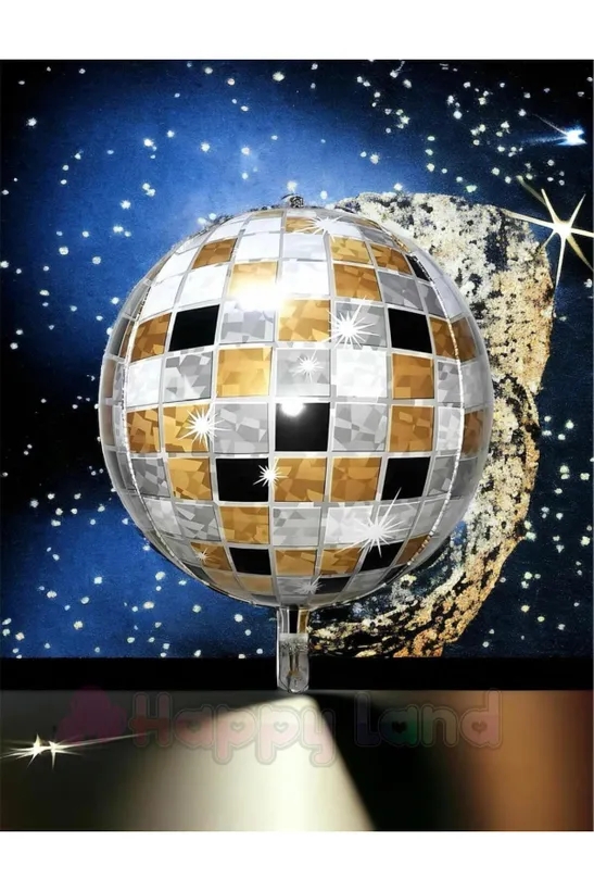 Happyland Disko Gold  Disco Topu Folyo Balon Gümüş Disko Topu Balon