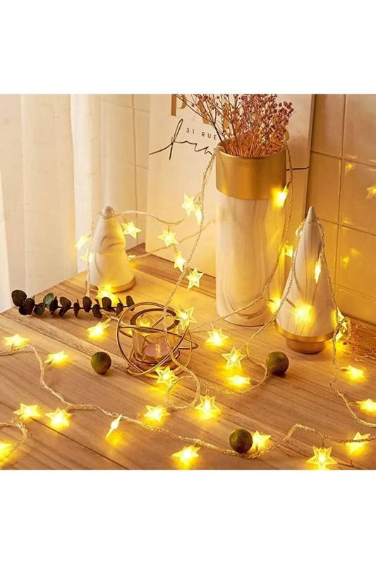 Happyland Yılbaşı Dekorasyon Ağaç Işığı 4 Metre Animasyonlu 20 Ledli Beyaz Kablo Fişli Günışığı Yıldız Led 