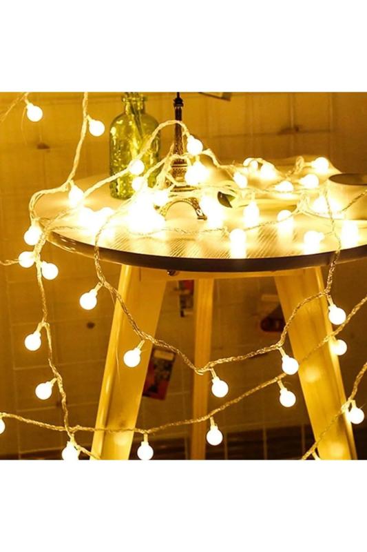 Happyland Yılbaşı Dekorasyon Ağaç Işığı 4 Metre Animasyonlu 20 Ledli Beyaz Kablo Fişli Günışığı Top Led Işık
