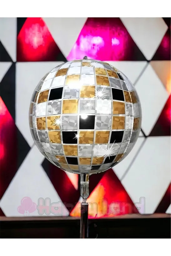 Happyland Disko Gold  Disco Topu Folyo Balon Gümüş Disko Topu Balon