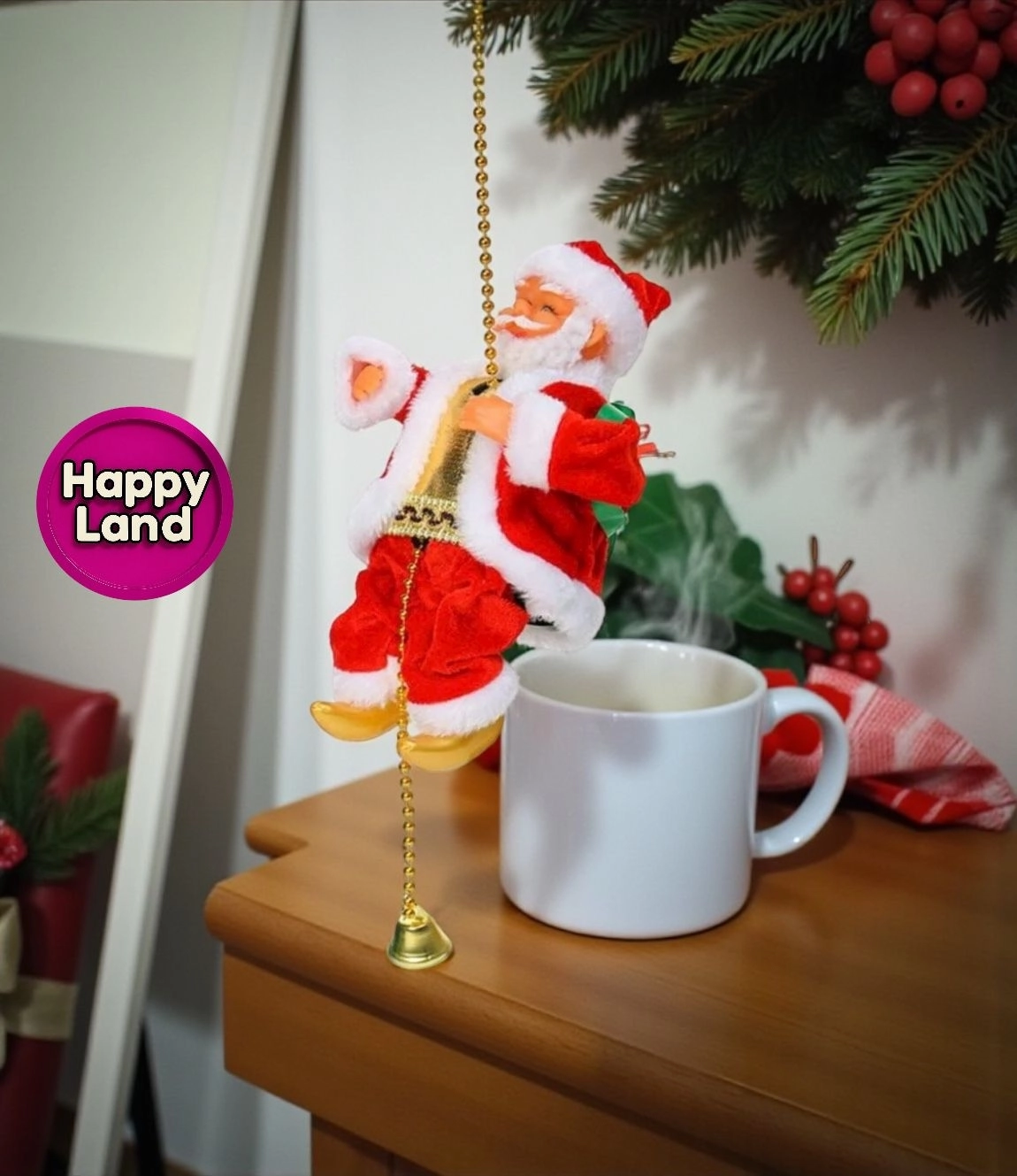 Happyland Yılbaşı Tırmanan Pilli Müzikli Noel Baba Yılbaşı Süsü HAPPY20251E