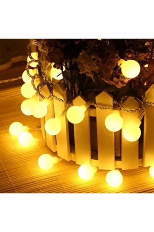 Happyland Yılbaşı Dekorasyon Ağaç Işığı 4 Metre Animasyonlu 20 Ledli Beyaz Kablo Fişli Günışığı Top Led Işık