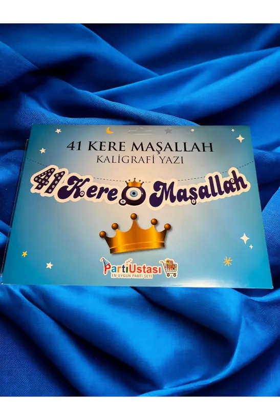 Happyland Sünnet Süsü 41 Kere Maşallah Yazılı  Banner Sünnet Kutlamaları Parti Süsü