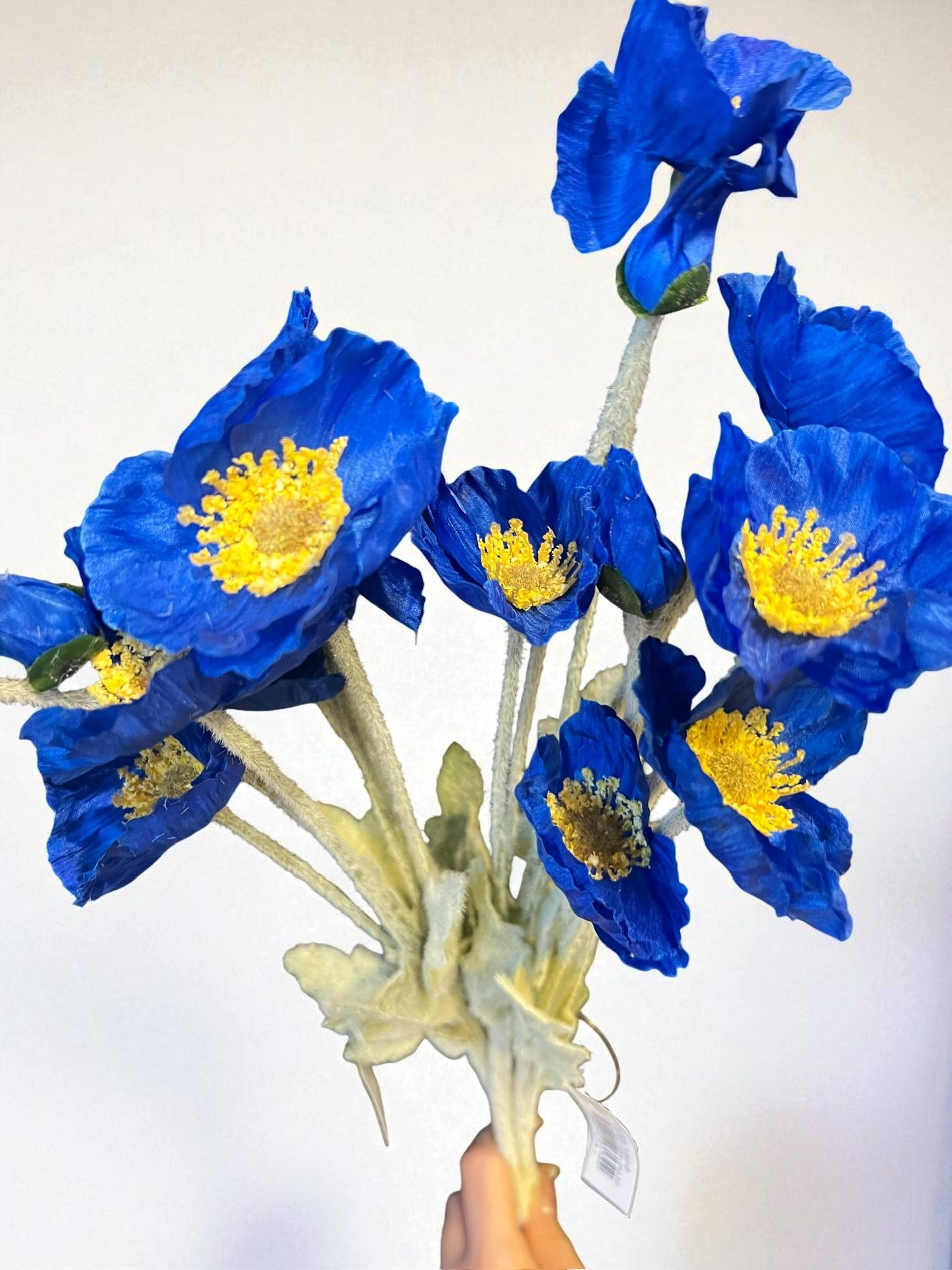 Happyland Yapay Çiçek 5 !i Gelincik Dalı Mavi Renk 60 cm Gelincik HPY-26132