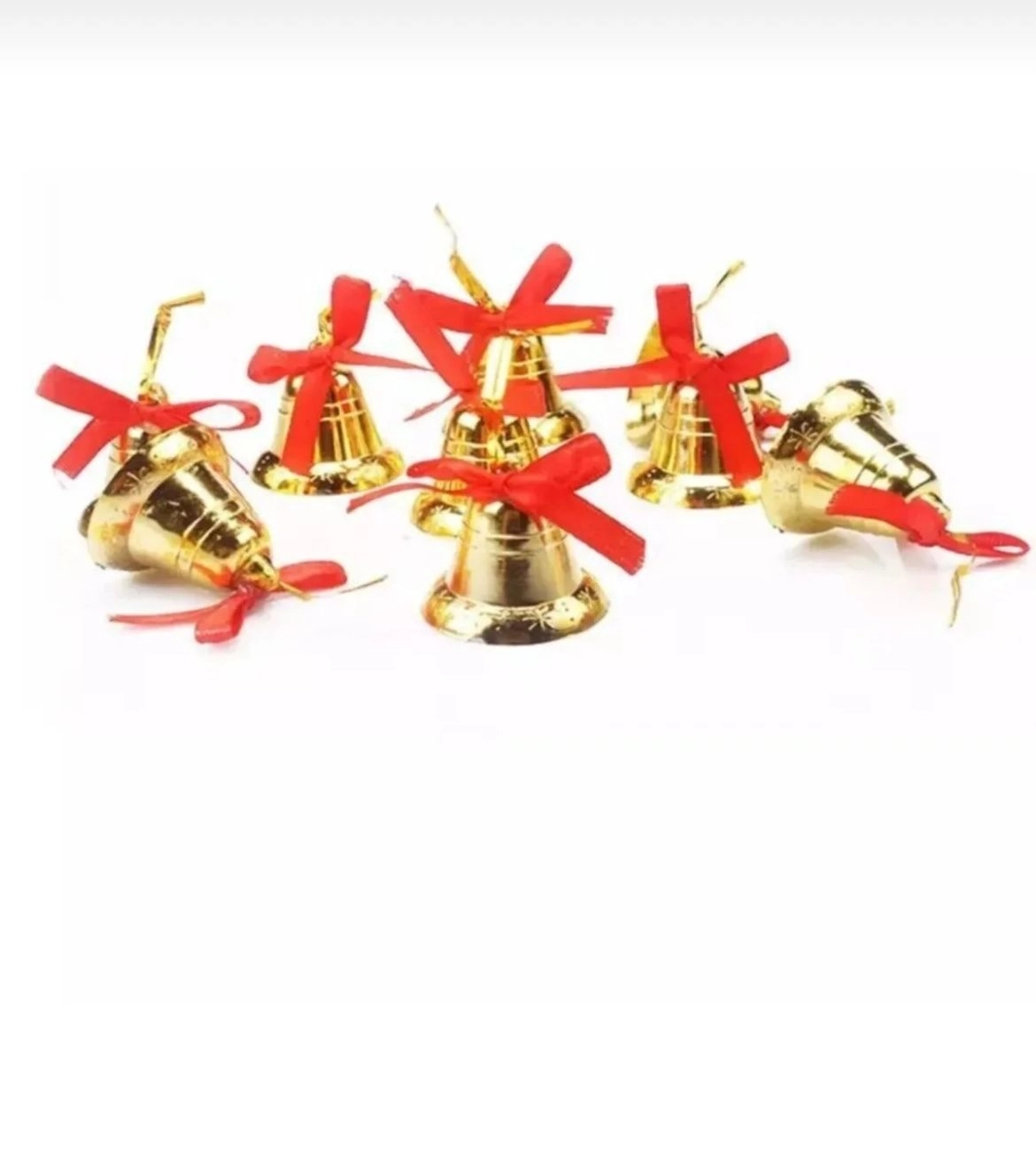 Happyland Yılbaşı Ağacı Süsü Kırmızılı 9’lu Çan Süs 3 Cm Gold Renk Çam Ağacı Süsü Ipli Çan HPY26008