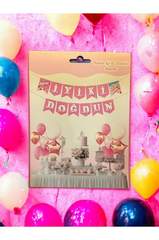 Happyland Barbie İyiki Doğdun Banner Yazı Barbie Doğum Günü Yazısı