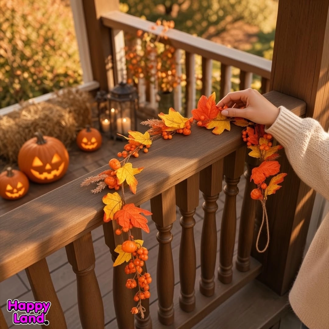 Happyland Cadılar Bayramı Dekoratif Balkabaklı Garland – Sonbahar ve Halloween Dekoru 150 cm