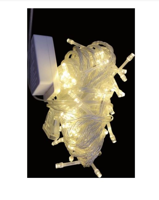 Yılbaşı Işık 100 Led Sarı Işık Beyaz Kablolu