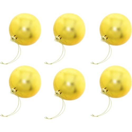 Cansüs 6lı Cici Top Yılbaşı Ağacı Süsü Gold 6 cm