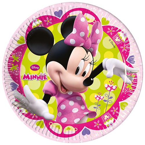 Minnie Pembe Fiyonklu Karton Tabak 23 cm 8’li