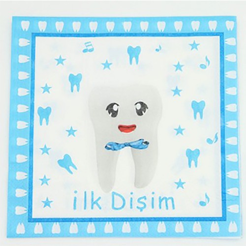 20li İlk Dişim Yazılı Diş Buğdayı Partisi Peçetesi Mavi