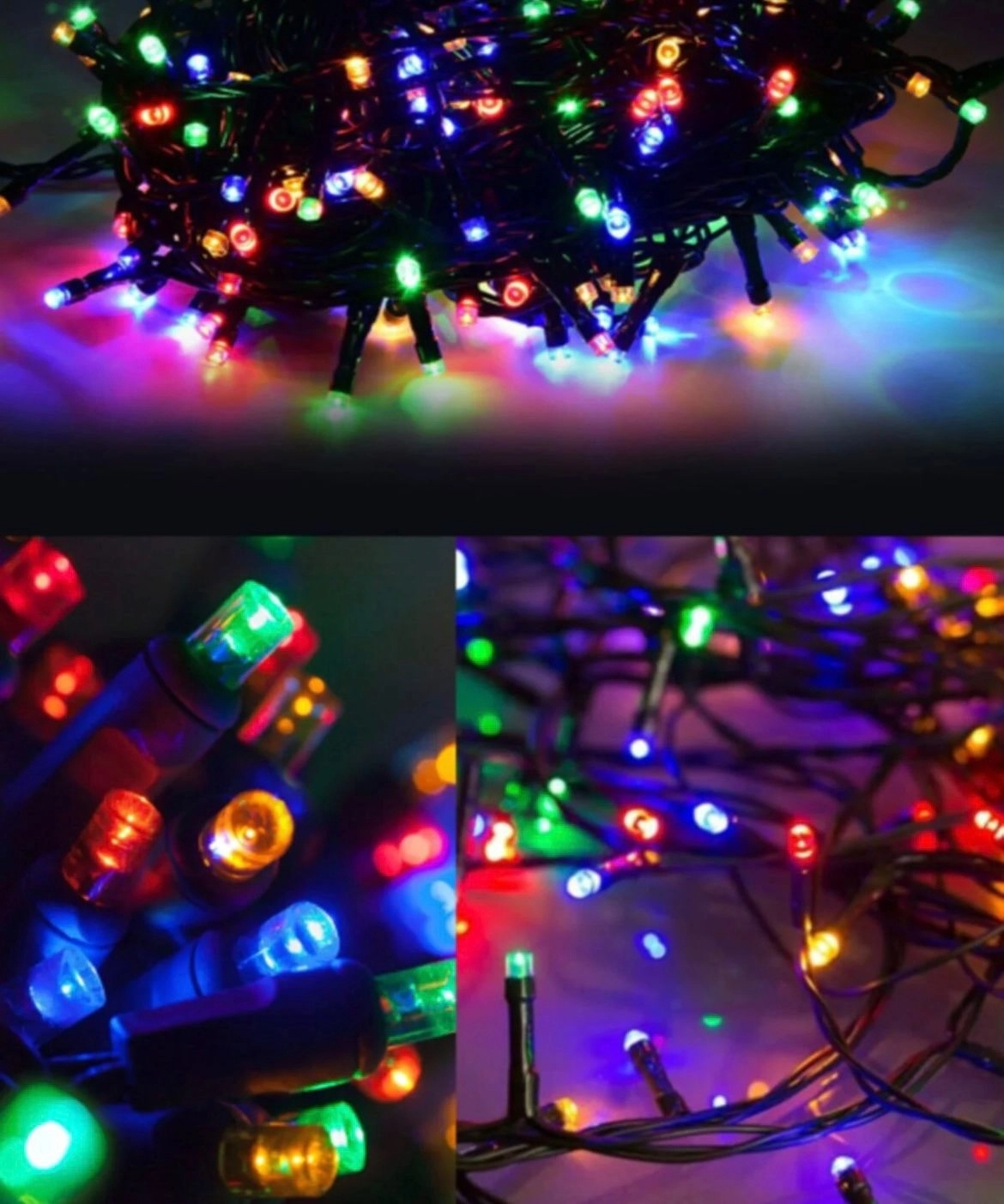 20m 200 LED Fişli SiyahKablo RGB ÇokRenkliEklemeli Led Işık YılbaşıOrganizasyon Aydınlatma