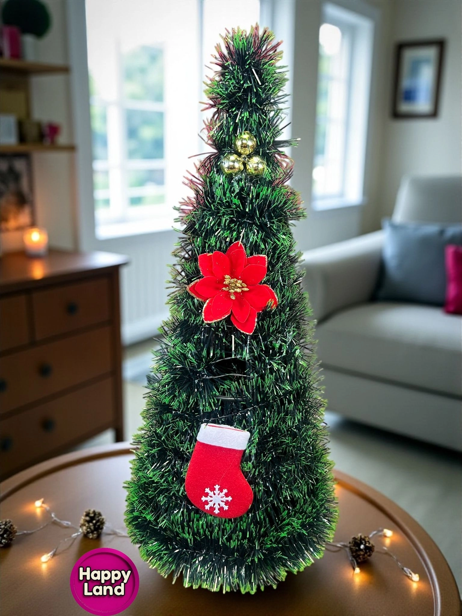 Happyland Masa Üzeri Yılbaşı Ağacı 45 cm Figürlü Lüks Yılbaşı Ağacı Dekor HPY5