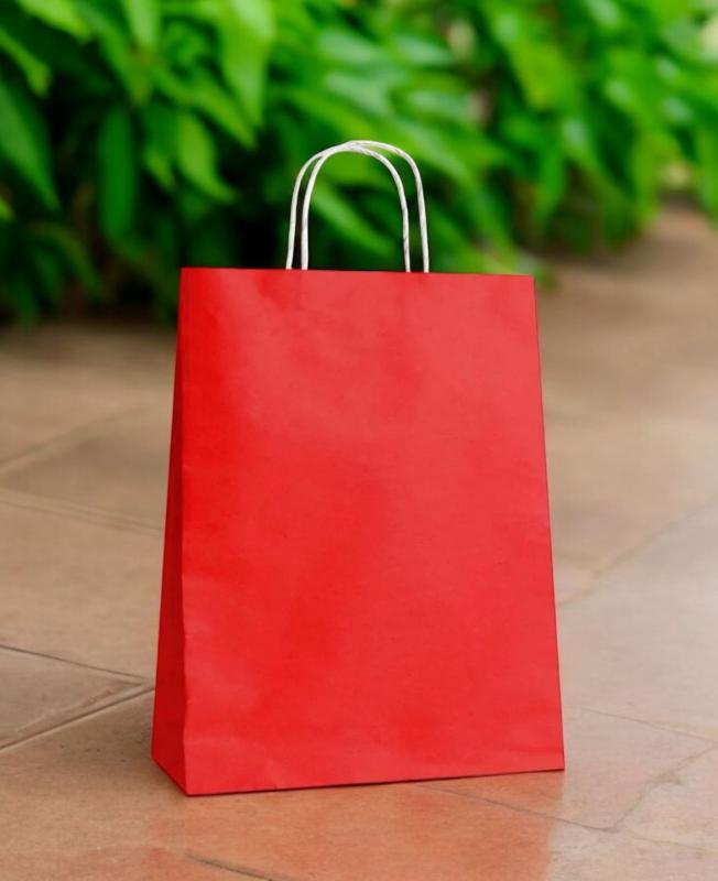Kırmızı Karton Çanta Battal Boy Büküm Saplı 25 Adet 45x12x50 cm - 