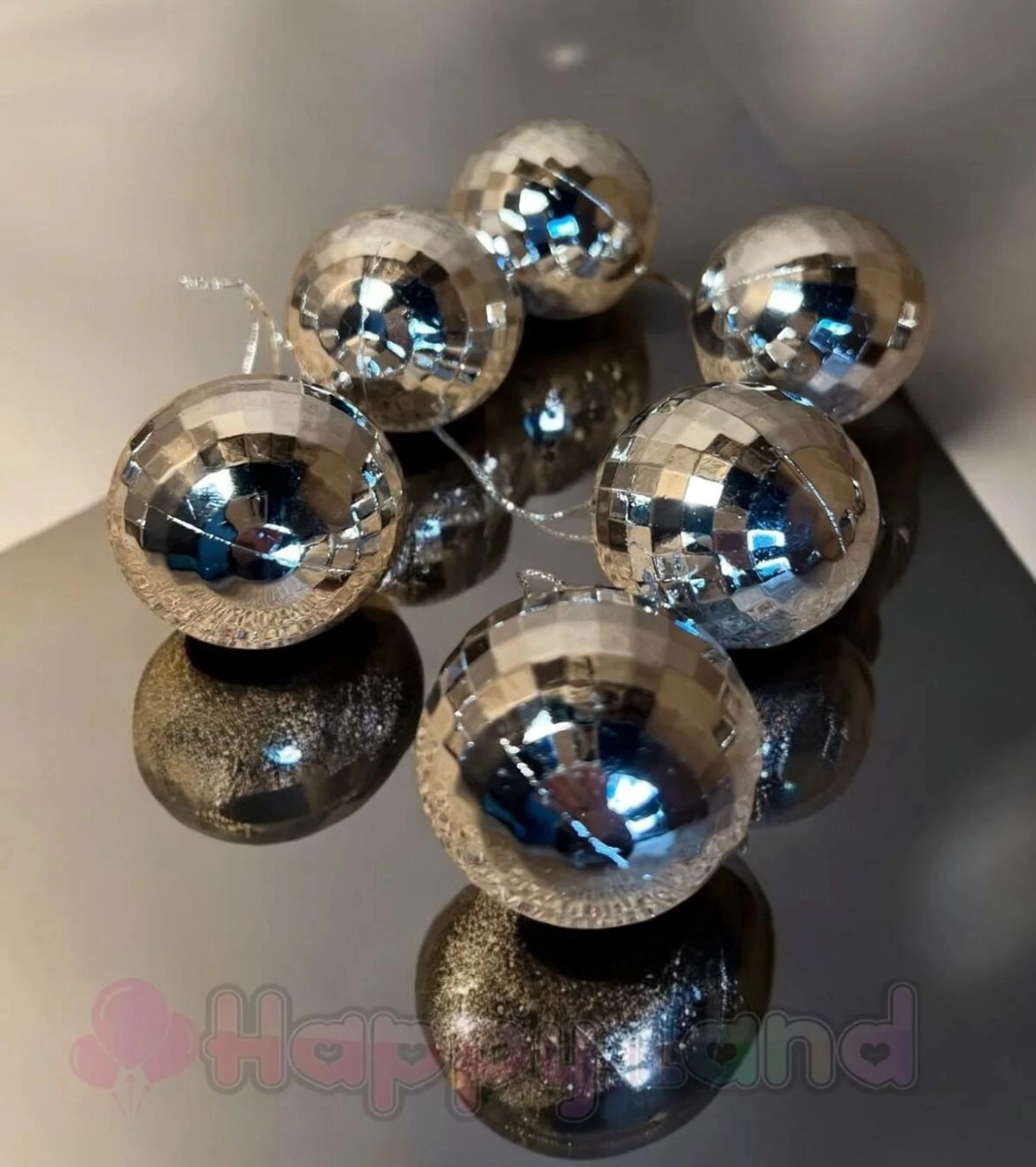 Happyland Yılbaşı Çam Ağacı Süsü Disko Topu Görünümlü Gümüş Yılbaşı Topu 6 Cm 6 Lı Diskop Topları HAPPY2025137