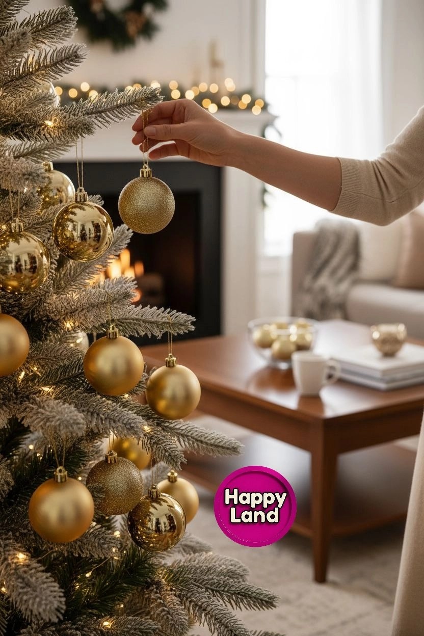 Happyland Yılbaşı Çam Ağacı Süsü 10 cm 6’LI Gold Renk Yılbaşı Topu Büyük BoyCici Top MAT-SİMLİ HP129