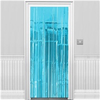 Açık Mavi Parlak Püsküllü Kapı Perdesi