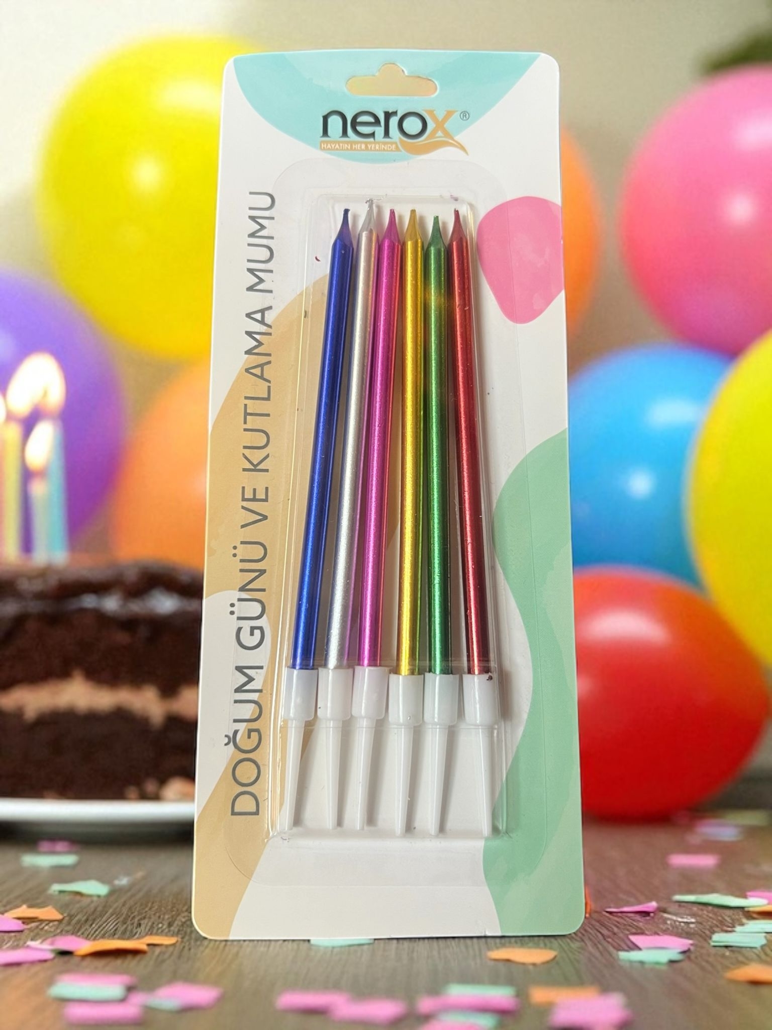 Happyland Çok Renkli Metalik 6’lı Pasta Mumu Doğum Günü Mumu