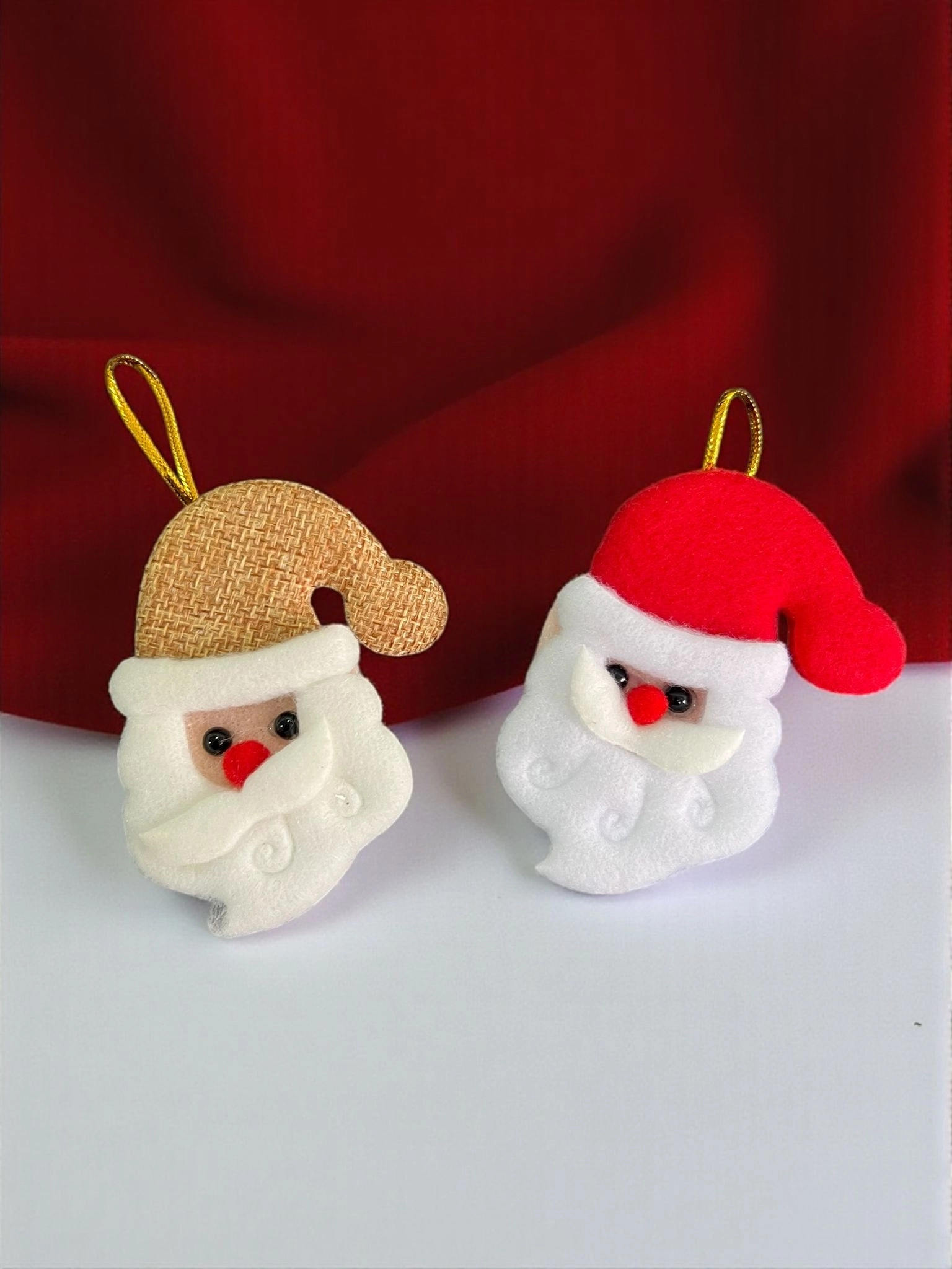Happyland Yılbaşı Ağacı Süsü 2’li Noel Baba Kırmızı-kahve Renklerde Peluş Asma Süs 10 cm HPY26047
