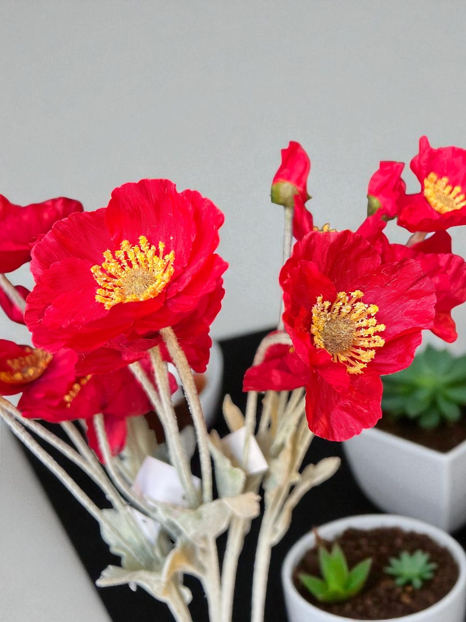 Happyland Yapay Çiçek 3’lü Gelincik Dalı Kırmızı Renk 60 cm Gelincik HPY-26132