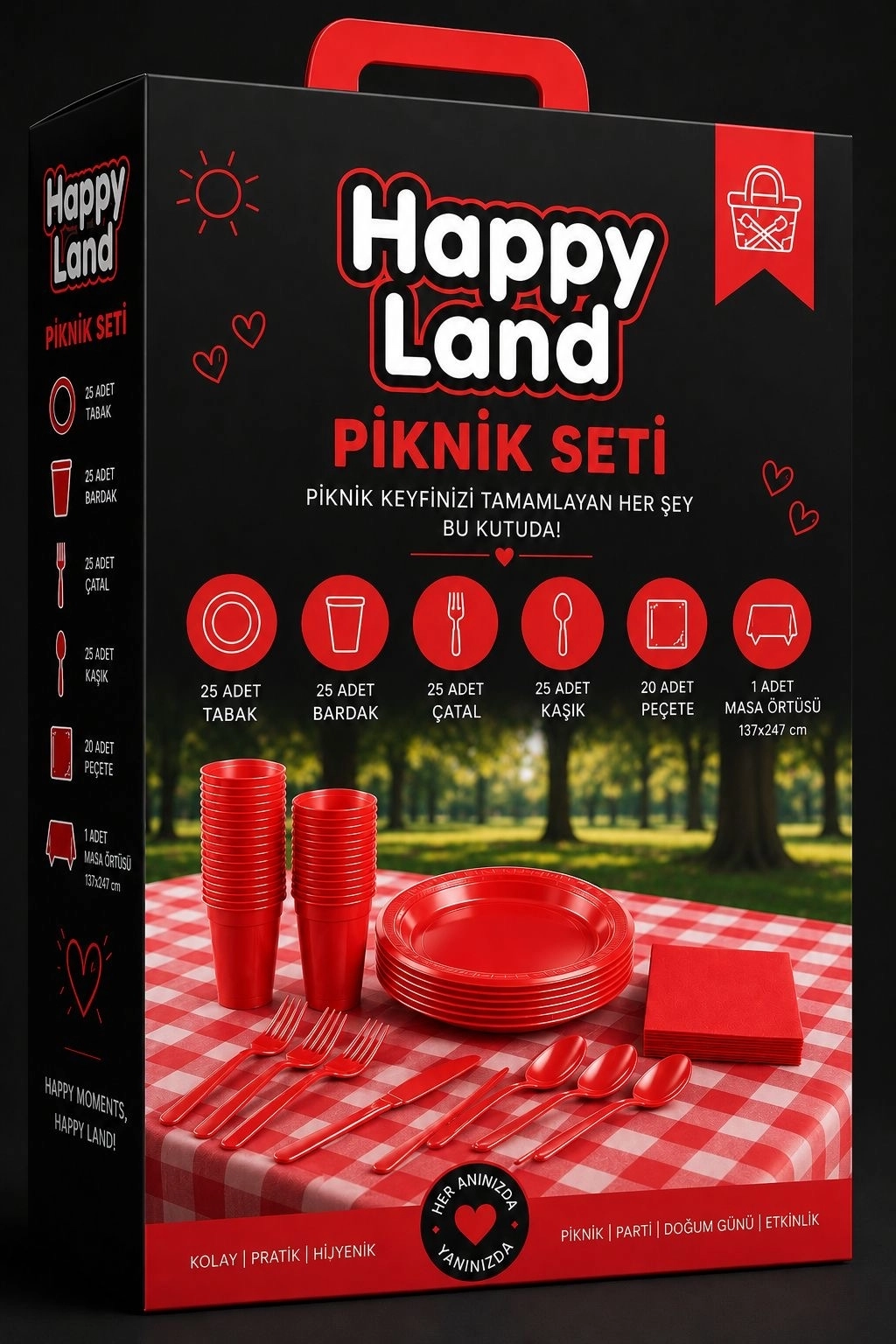 Kırmızı Plastik Piknik Seti 25 Kişilik