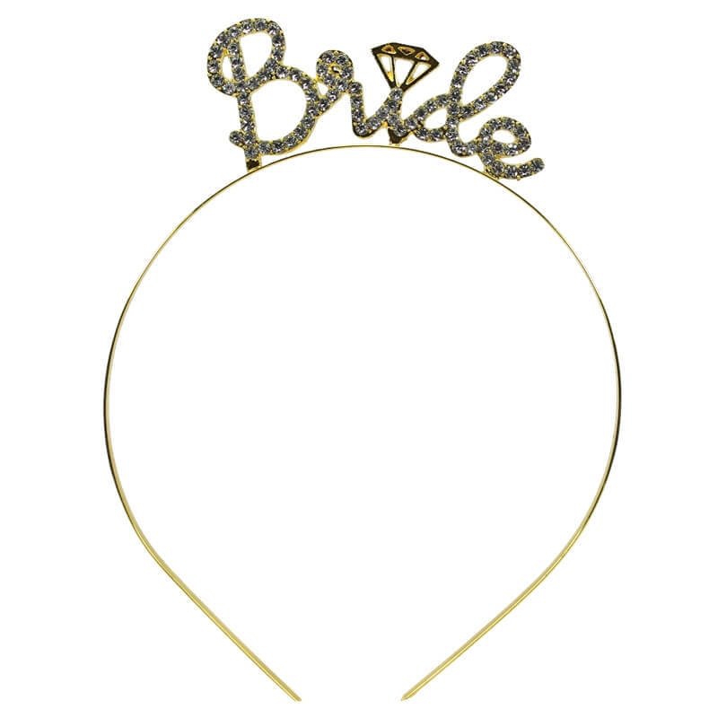 Happyland  Bride Plastik Taç, Parlak Taşlı, Altın Renk