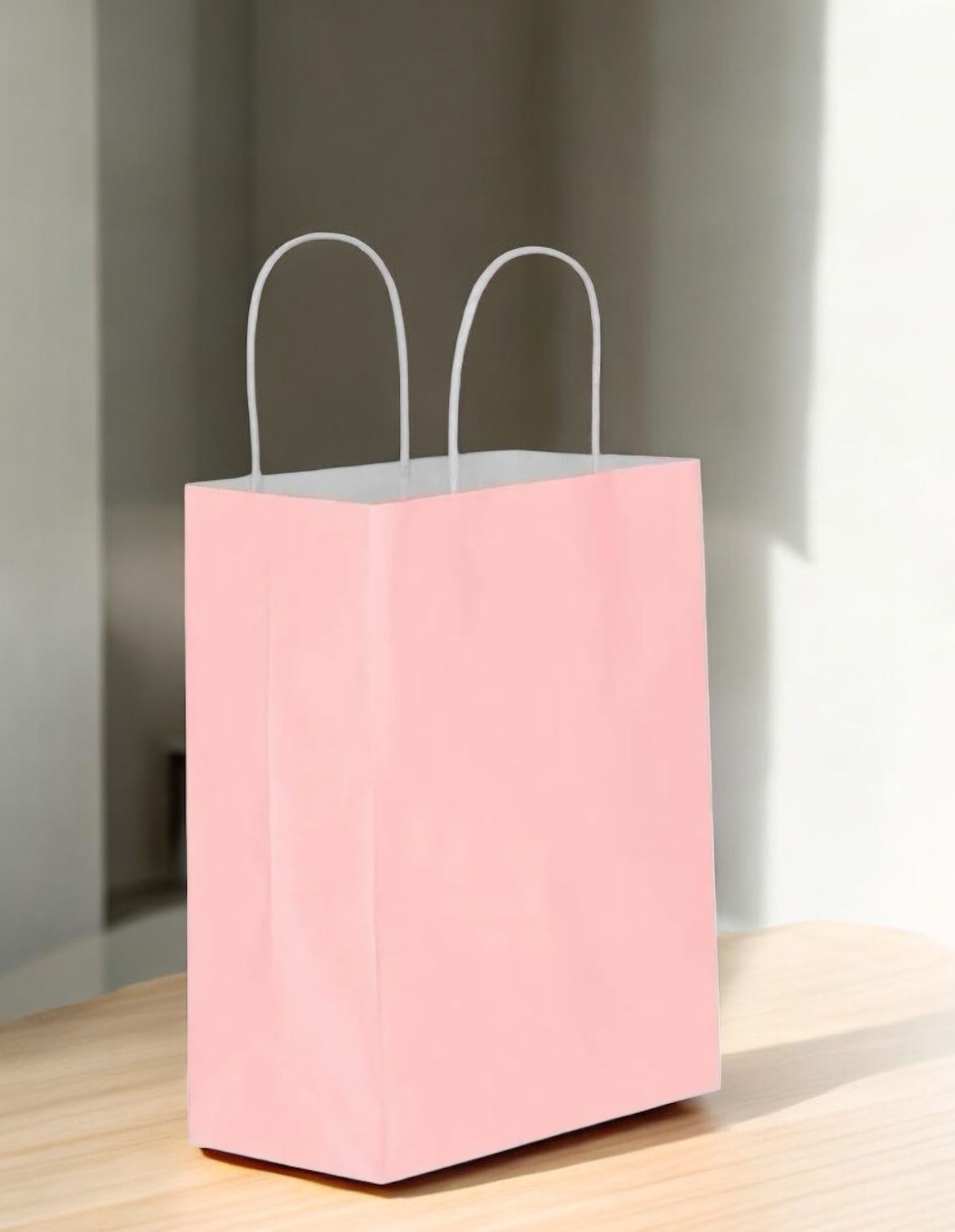  Happyland Pembe Karton Çanta Orta Boy Büküm Saplı 25 Adet 25x12x31 cm