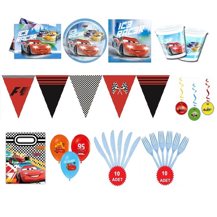 Cars Temalı Doğum Günü Parti Seti Mini 8 Kişilik