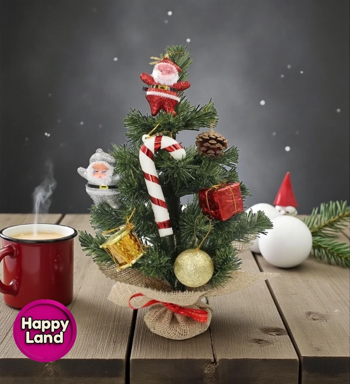 Happyland Yılbaşı Ağacı Süslü Çam Ağacı 30 Cm Ağaç Ve 9’lu Karışık Süslü Yılbaşı Çam Ağacı