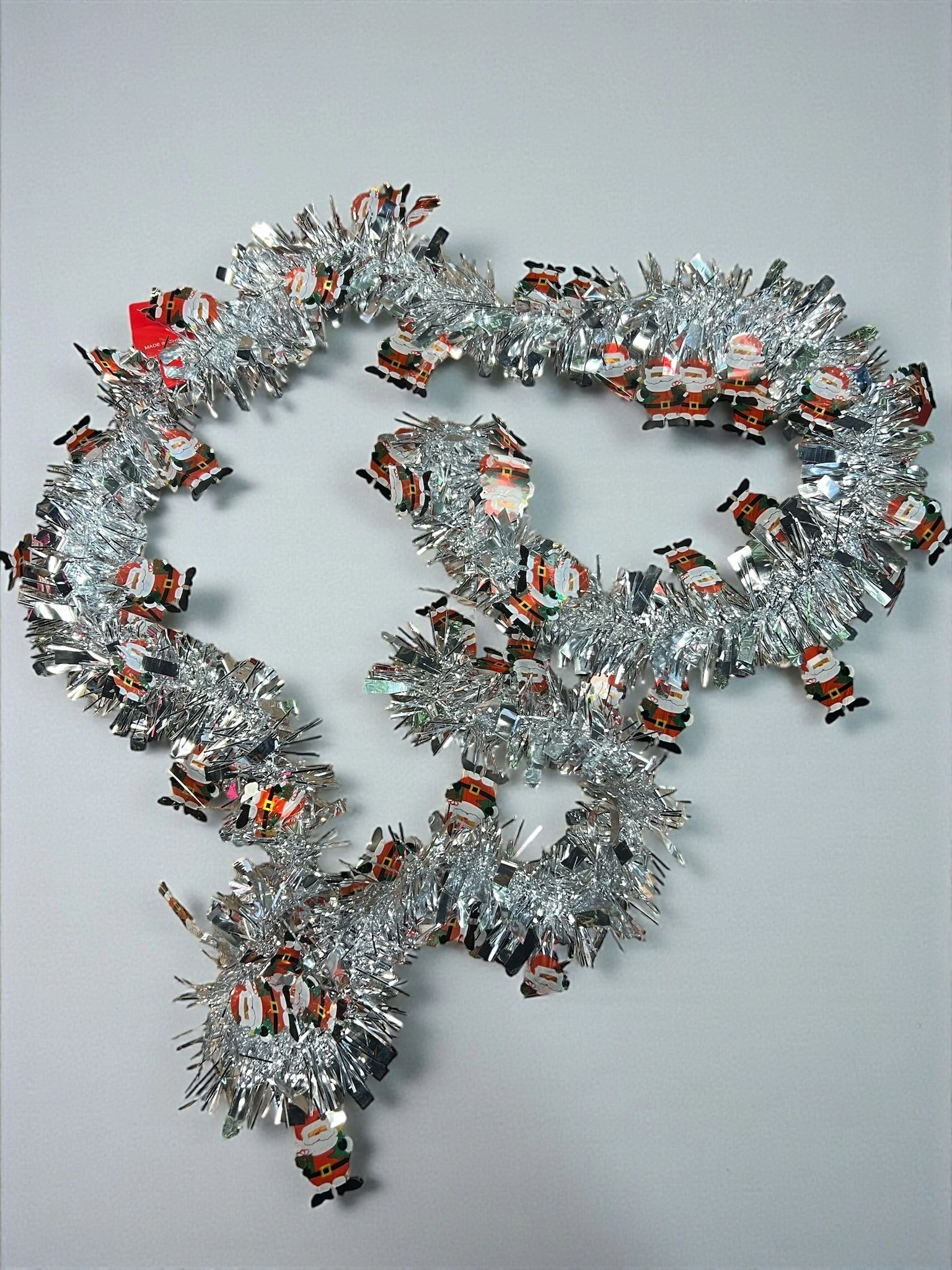 Happyland Yılbaşı Süsü Süslü Gümüş Renk Noel Babalı Model Tinsel Garland Sim 2 m Sim Süs