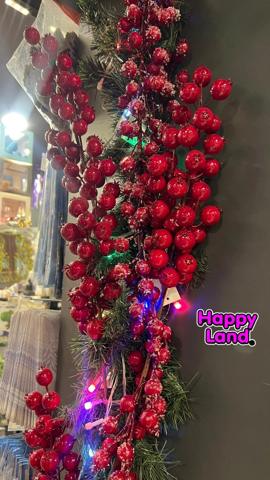 Happyland Yılbaşı Süsü Narlı Garland Ssüs 170 cm Yılbaşı Kapı Duvar Şömine Dekor Garland HPY26075