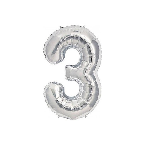 3 Rakam Gümüş Folyo Balon 90cm