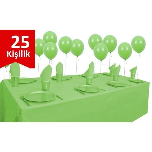 Yeşil Plastik 25 Kişilik Set