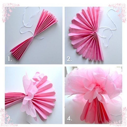 3’Lü Lila Renk Pelur Kağıt Ponpon Çiçek Asma Süs 25 Cm