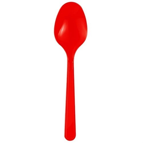 Kırmızı Renkli Plastik Parti Kaşığı 25’Li