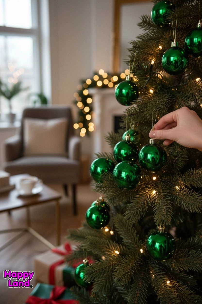 Happyland Yılbaşı Çam Ağacı Süsü 6 Adet 6 cm Yeşil Yılbaşı Topu Yılbaşı Süsü