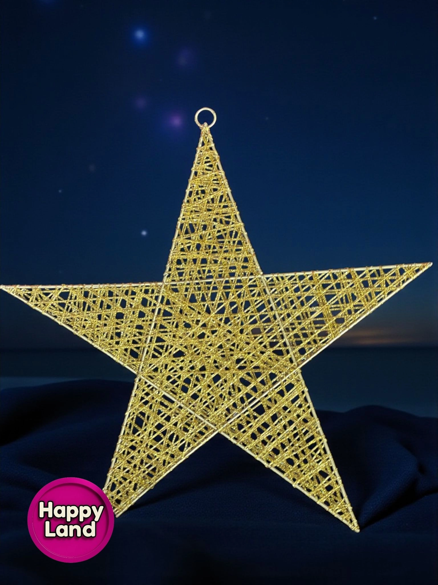 Happyland Dev Boy Gold Yıldız Dekor Yılbaşı Süsü 50 CM Kapı Duvar Ev İş Yeri Yılbaşı Dekoru HP400C