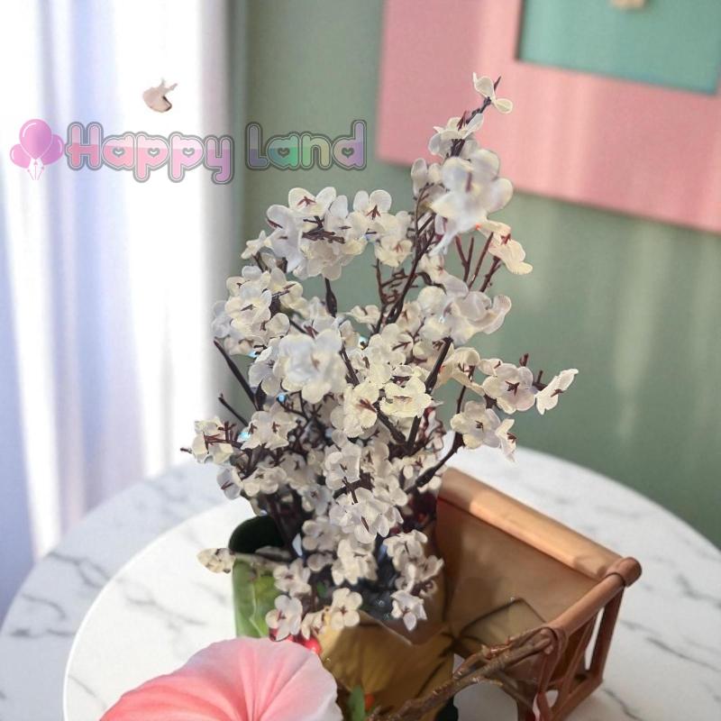 Happyland Yapay Beyaz Bahar Dalı 55 cm Japon Kiraz ÇİÇEĞİ