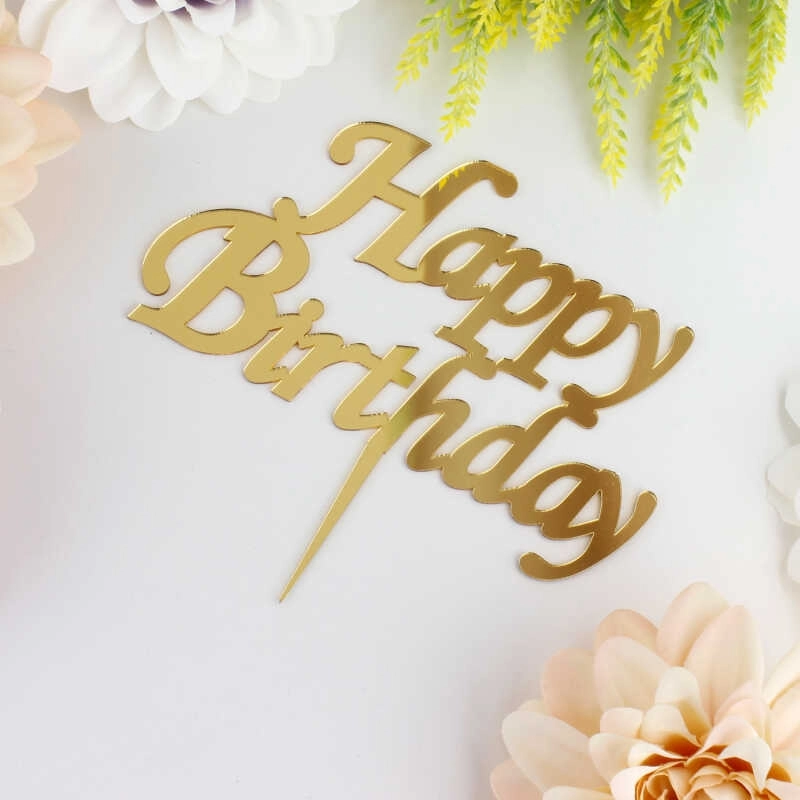 Happy Birthday Gold Pasta Üstü Pleksi