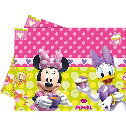 Minnie Pembe Fiyonklu Plastik Masa Örtüsü 120x180c