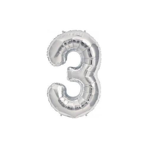 3 Rakam Folyo Balon Gümüş 100 cm