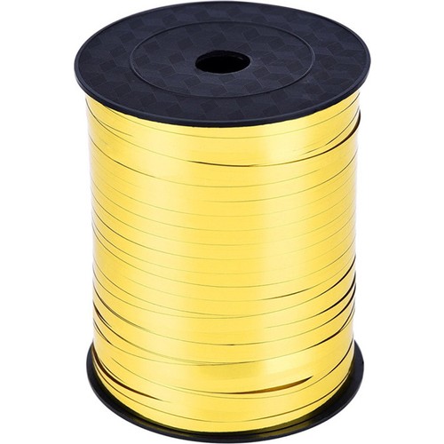 Parlak Metalik Şerit Rafya 8mmx200mt Gold