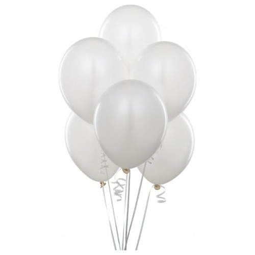 25 Adet Metalik Lateks Balon Sedefli Beyaz Renk