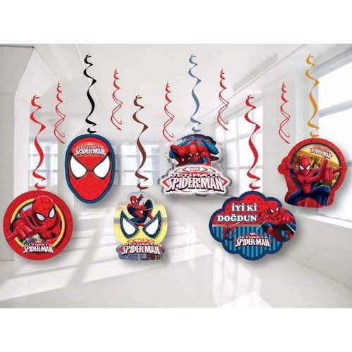Spiderman Tavan Sarkıt Süs 6 lı Yay Set