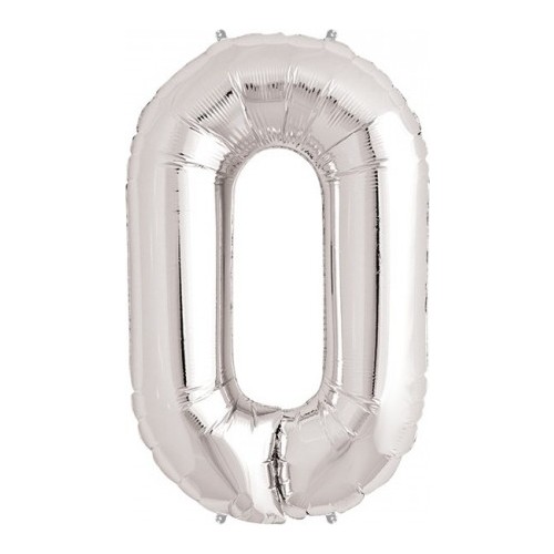Rakam Folyo Balon 0 Rakamı Büyük Boy Balon Gümüş/Gri 100CM