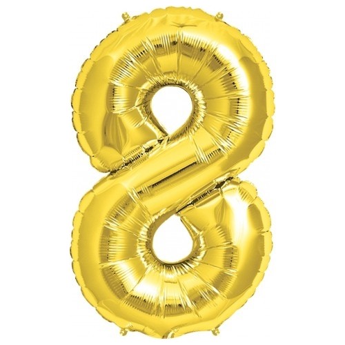Rakam Folyo Balon 8 Rakamı Büyük Boy Balon Altın Sarısı /Dore 100