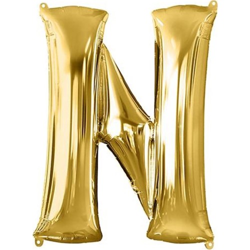 N Harf Altın Gold Folyo Balon 90 cm