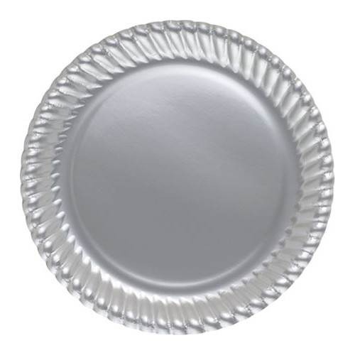 Gri Gümüş Lame 8li Tabak Doğum Günü Parti Karton Plastik 23cm