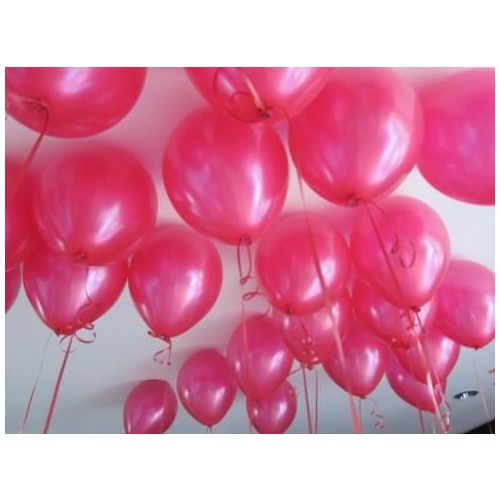 100 Adet Metalik Sedefli Parlak Koyu Pembe Fuşya Balon Doğum Günü